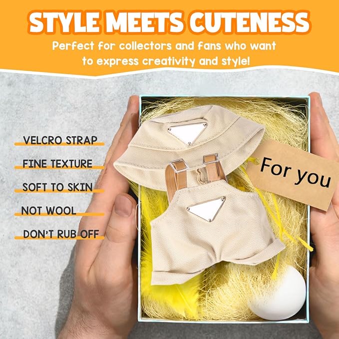 AICase for 17cm Doll Clothes/Outfit,Clothes Set for 17cm Doll,2 Piece Set Hat Clothing,Boys and Girls Stylish Adorable Dolls Clothes Accessories_Khaki
