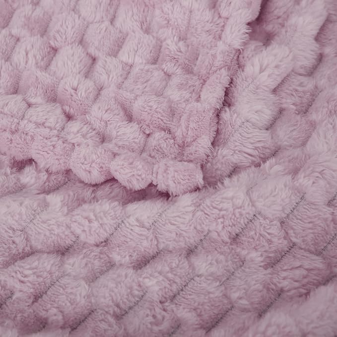Puncuntex Light Purple Throw Blanket 60"×80" Fuzzy 3D Jacquard Decorative | Flannel Fleece Super Soft Plush Cozy Blanket for Couch Sofa Chair Lightweight