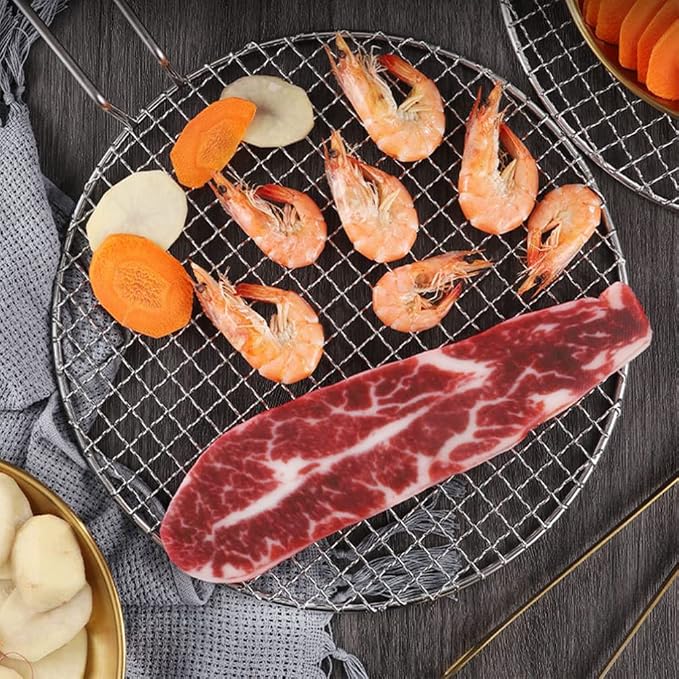 Kichvoe Grill Mesh with Handle 16.33 X 11.61 Inch Stainless Steel Korean Bbq Outdoor Cooking Grill Net for Meat Vegetables Fish Non-Stick Barbecue Rack