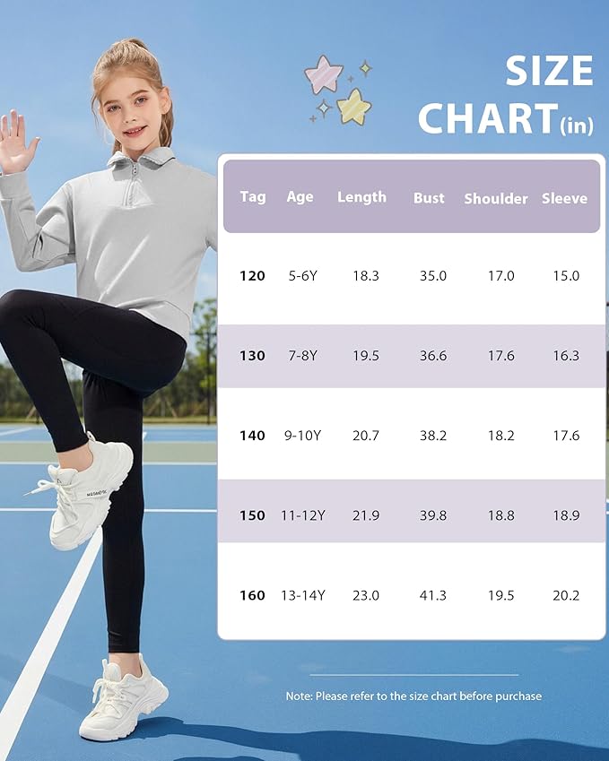 Girls Quarter Zip Sweatshirt Long Sleeve Pullover Tops Kids Casual Spring Outfits for Teen Girls, 5-14 Years