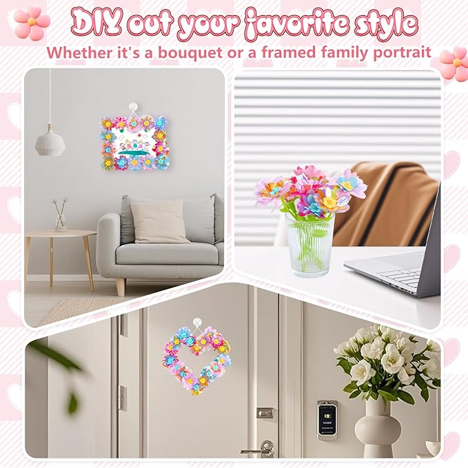 Fabric Flower Bouquets Toys DIY Craft Kits Toys for Kids Arts and Crafts for Kids Ages 6-7-8-10-12 Year Old Girl Birthday Gifts Making Bouquets Little Girl (Flowers Accessories Set)
