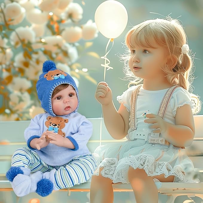 Aori Reborn Baby Boy Doll - 22 Inch Realistic Lifelike Weighted Newborn Boy with Ultra Soft Body, Pacifier, Outfit | Handmade Soft Vinyl Baby Doll for Kids 3+, Toddlers, Collectors