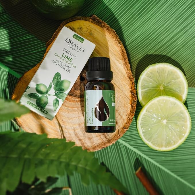 Essences Bulgaria Organic Lime Essential Oil 0.51 Fl Oz 15ml Citrus aurantifolia - 100% Pure Natural Undiluted Therapeutic Grade for Aromatherapy Oil Diffuser Humidifier Hair Growth Skin Care Oil