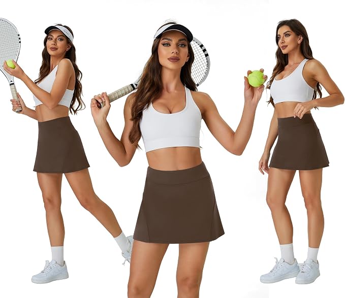 Womens Tennis Skirt Crossover High Waisted Skort with Pockets Shorts | Athletic Skirts for Golf Running Workout Pickleball, Aesthetic Activewear, Sporty Athleisure Style