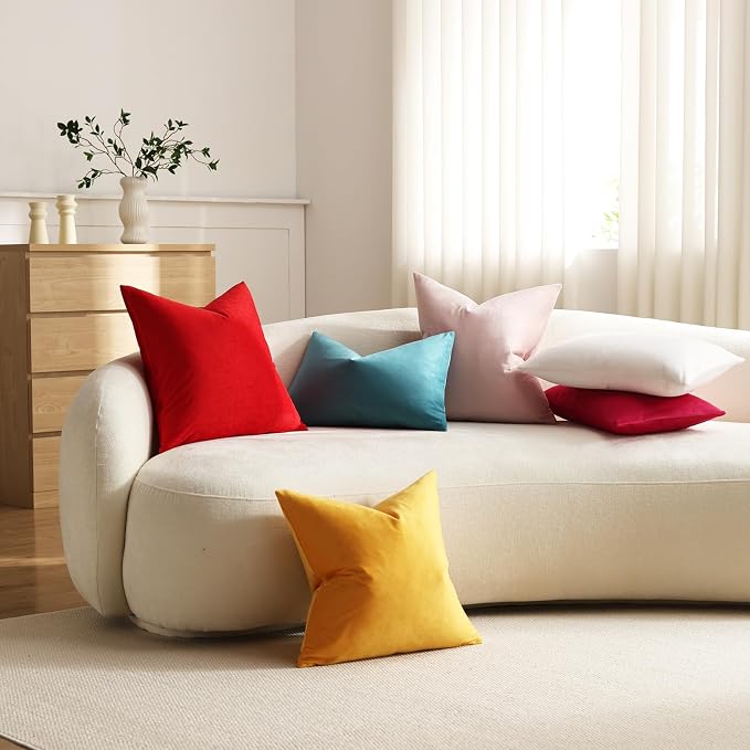 Euro Sham Covers 24x24 Gold Yellow: Pack of 2 Cozy Soft Velvet Square Modern Luxury Decorative Throw Pillow Cases for Sofa Couch Living Room Bed Home Decor