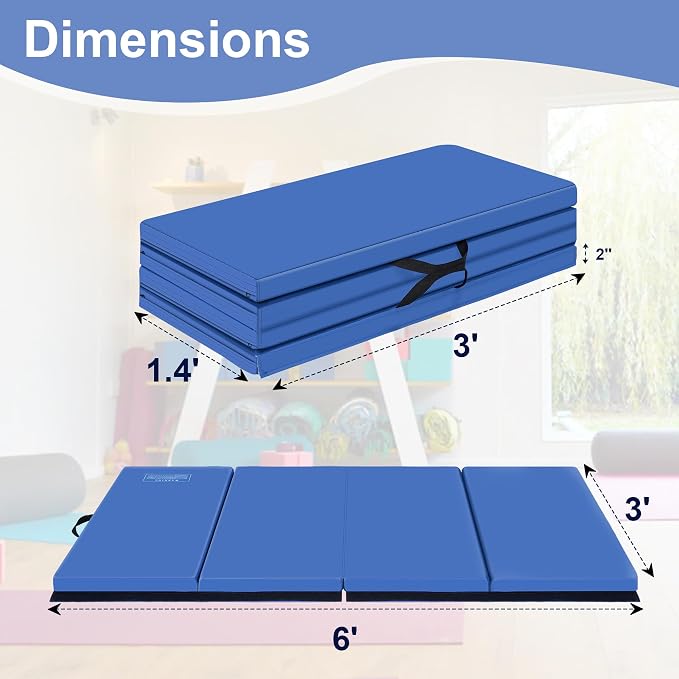 Polar Aurora 3'x6'x2 Thick Folding Gymnastics Exercise Mat Aerobics Stretching Yoga Mats