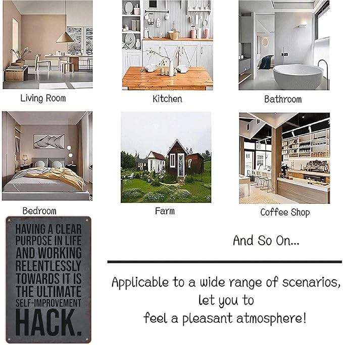 Vintage Signs Poster Self Improvement Hack Sign Wall Art for Bedroom Home Living Room Garage Office Bar Decor 8X12inch