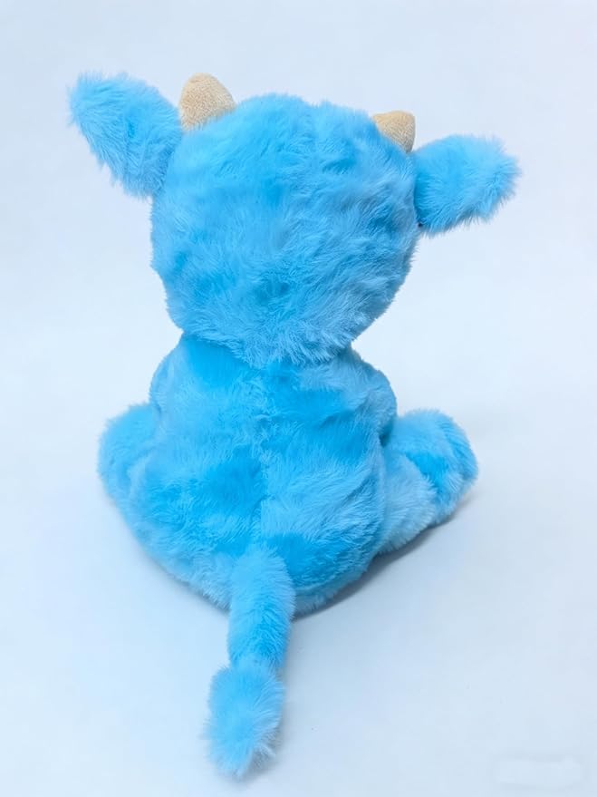 Cute Cow Plush Stuffed Animal Doll Toy 8 inch for Girls Boys (Siting Cow CAI Blue)
