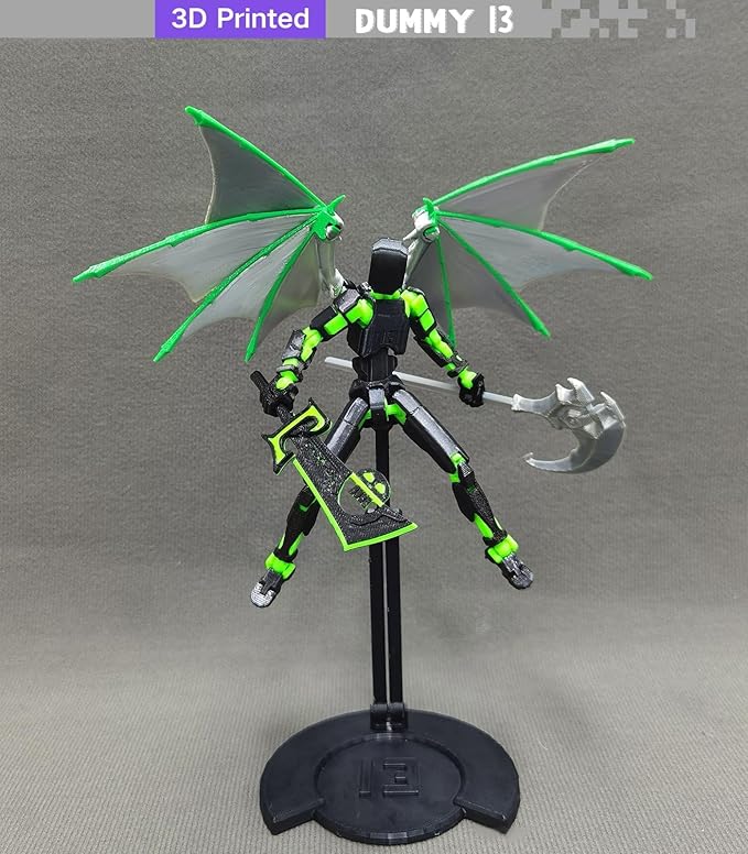 (Assembly Completed) T13 Action Figure, 5.5 Inch 3D Printed Multi-Jointed Movable Dummy 13 Toy,Dummy 13 Robot Action Figure with Lots of Weapons, Black