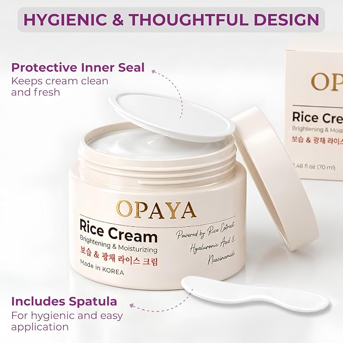 Korean Rice Cream Moisturizer for Face - Hydrating & Brightening Korean Skin Care, Hyaluronic Acid & Niacinamide Facial Moisturizer for Glass Skin, 2.48 fl oz (70 ml)