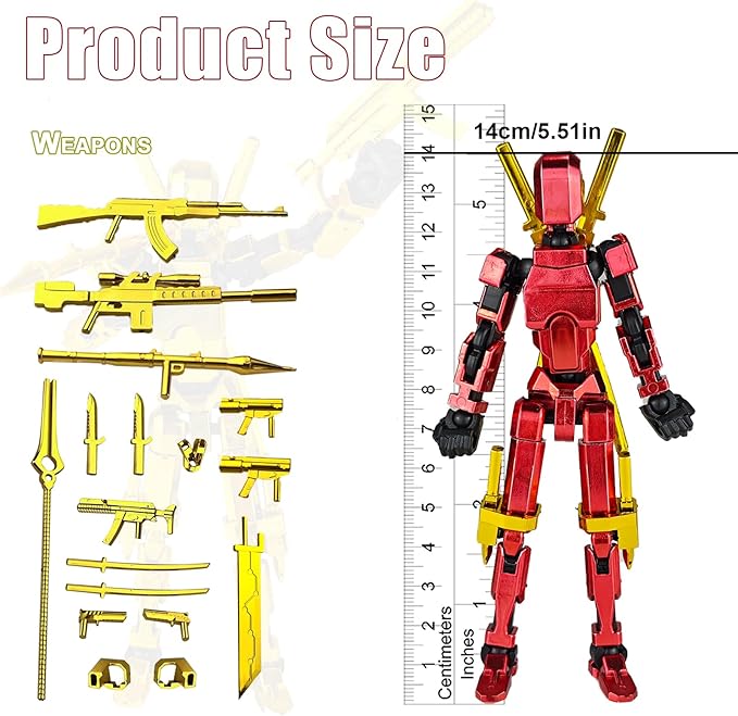Assembly Completed T13 3D Printed Action Figures,Dummy 13 Robot 13 Movable N13 Action Figure, Lucky 13 Gift for Collectors Desktop Decorations for Game Lovers Toy(Red Blue)