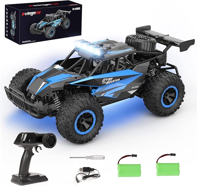 kolegend Remote Control Car, 2.4GZh High Speed 20km/h RC Monster Trucks 30+min with LED Headlight and Rechargeable Battery for Boys Girls Kids