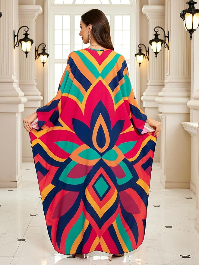 Mumu Dresses for Women Plus Size, Bohemian Kaftan Beach Cover Up Long Maxi Nightgown Soft Loungewear