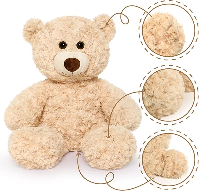 Tezituor Small Teddy Bear Stuffed Animals, Cute 18inchTeddy Bear Plush Toys for Kids Girl Boy, Valentines Teddy Bear plushie Gift for Girlfriend Boyfriend Women Wife, Beige