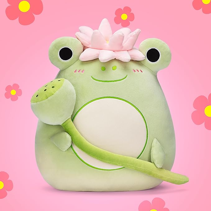 Original 13.5-inch Large Frog Plush Pillow Stuffed Animal Toy,Big Size Cute Soft Toys Fat Kawaii Hugging Pillows Cuddle Plushie,Gift for Kids Girls Boys