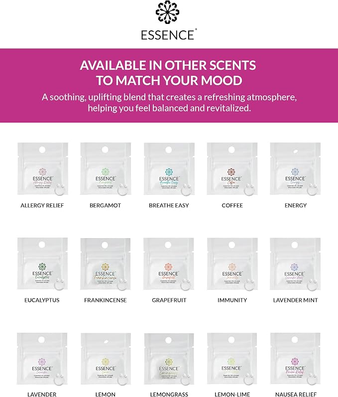 Essence Wearable Aromatherapy Nasal Diffuser – Nausea Relief Essential Oil Nose Ring Refresh Kit – Personal Scent Clip for Travel, Work & Everyday Use – Made in USA