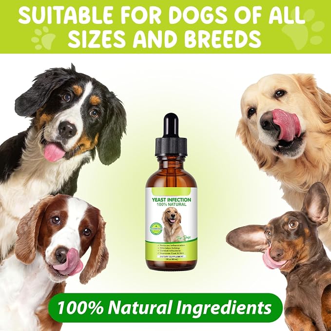 Yeast Infection Treatment for Dogs (2 fl oz), Natural Yeast Treatment for Dogs, Supports Healthy Itch Relief, Dog Allergy Relief, Alleviates Itching, Improves Coat & Skin, Dog Herbal Supplement