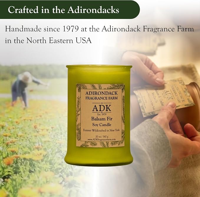 Adirondack Fragrance & Flavor Farm Balsam & Fir Scented Candle 10 Oz | Proudly Poured in The USA, Natural Aromatherapy Wax for Relaxation, Home Décor, Kitchen, Gift and Living Spaces