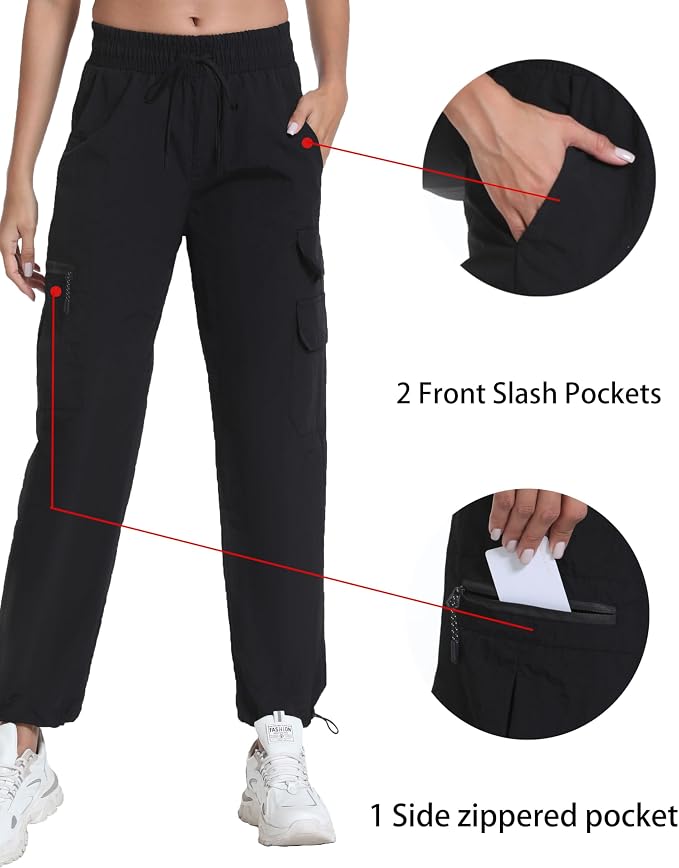 Rrosseyz Women's Hiking Pants with Pockets - Lightweight Water Resistant Joggers Cargo Pants for Casual Travel Golf Outdoor