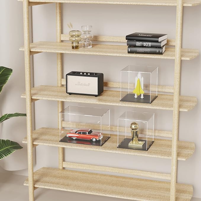 SVENJBB Display Case for Book, 13x10x3 Inch Book Acrylic Box for Display, Clear Acrylic Display Cases with Matte Black Base for Stamps, Coins, Cards and Jewelry