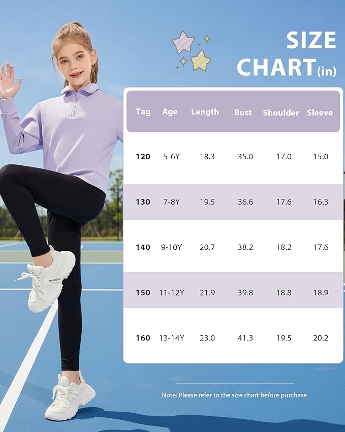 Girls Quarter Zip Sweatshirt Long Sleeve Pullover Tops Kids Casual Spring Outfits for Teen Girls, 5-14 Years