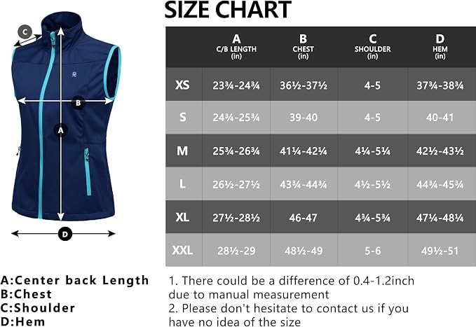 Little Donkey Andy Women's Lightweight Softshell Vest, Windproof Sleeveless Jacket for Running Hiking Travel