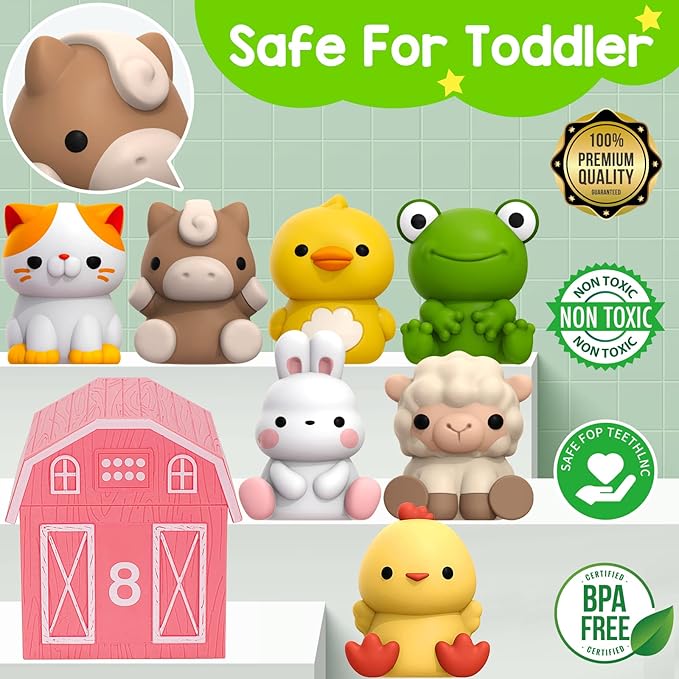 KMUYSL Toys for 1,2,3 Year Old Boys Girls, Farm Animals Toys Playset, Counting Skill, Color Matching, Christmas Birthday Easter Educational Gift for Baby Toddler Boys Girls Age 12-18 Months