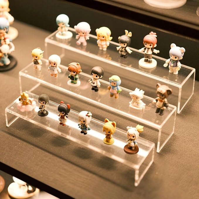 Acrylic Display Risers,12'' Large Display Stands, Thickened to 0.2''(5mm) Stackable Acrylic Shelf for Perfume Display, Clear Risers for Cupcake Stand,Pop Figurines,Tumbler,Food (Clear, 6PCS)