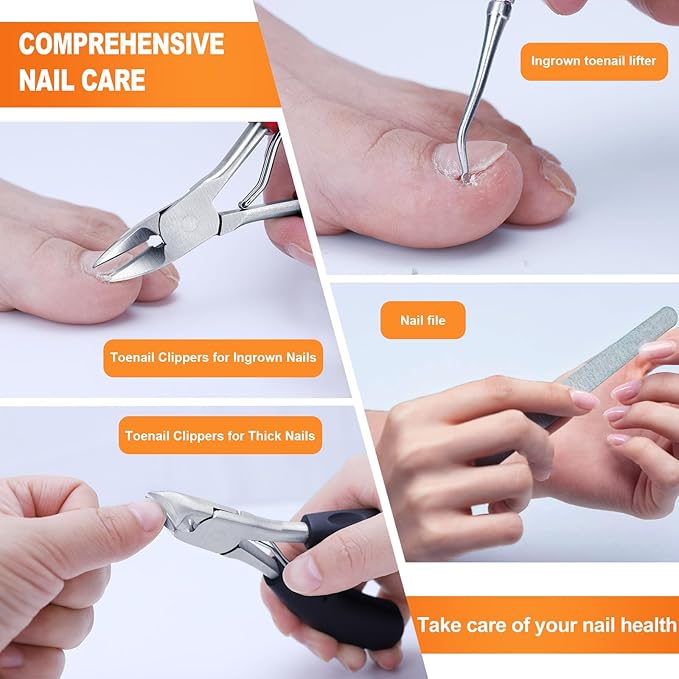 Toenail Clippers for Seniors Thick Toenails, Podiatrist Toenail Clippers, Professional Nail Clippers, Ergonomic Non-Slip Long Handle, Toe Nail Clippers for Men Women Elderly