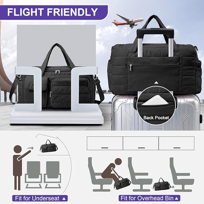 Small Gym Bag for Women, Travel Duffle Bag Carry On Weekender Bag with Shoe Compartment