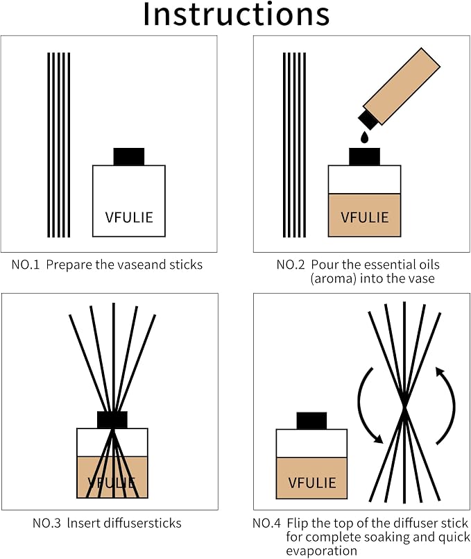 VFULIE 100PCS Reed Diffuser Sticks, 10 Inch Natural Rattan Wood Sticks Essential Oil Aroma Diffuser Sticks Refill Replacement for Aroma Fragrance