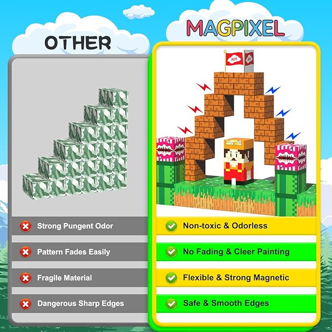 Magnetic Blocks Sensory Toys for Kids: Magnetic Building Blocks for Boys & Girls Ages 3+, Educational STEM Kids Toys for Creative Learning with 32 Patterns, Christmas Birthday Toddlers Gifts (100pcs)