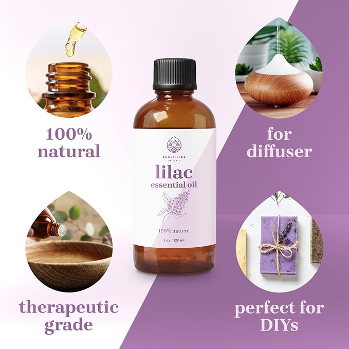 Lilac Essential Oil - Premium Grade 100% Undiluted Essential Oil (4 oz.) | for Aromatherapy, Soaps, Lotions, & Candles | Vegan & Cruelty Free