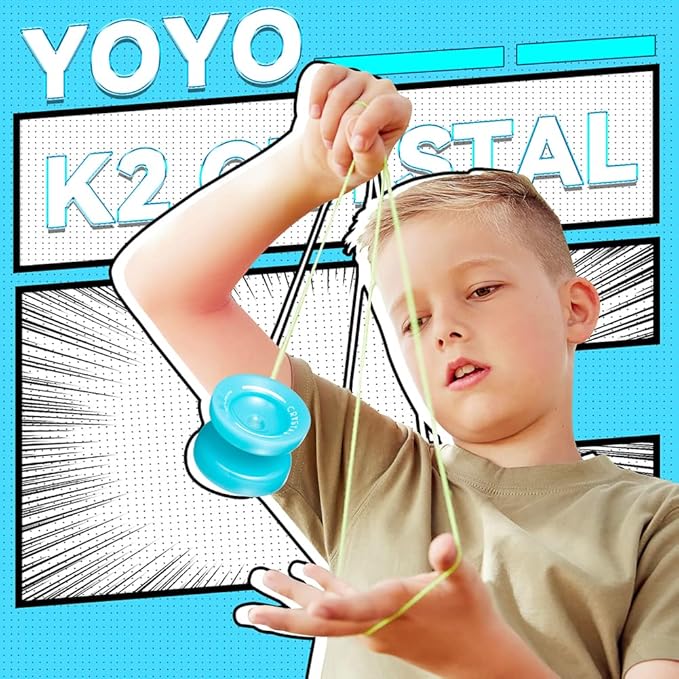 MAGICYOYO Responsive Yoyo for Beginners K2, Dual Purpose Yo Yo for Kids with Replacement Unresponsive Bearing for Intermediate + Bearing Remover + Yo-yo Case Bag + 12 Yoyo Strings (Blue)