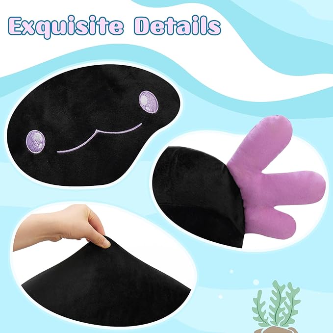 Tezituor 4ft Large Black Axolotl Stuffed Animal for Halloween, Big Giant Stuffed Salamander 48 inch Long Plush Pillow for Girls 6-12, Axolotl Lovers Gifts for 2025 Halloween Christmas Valentine's Day