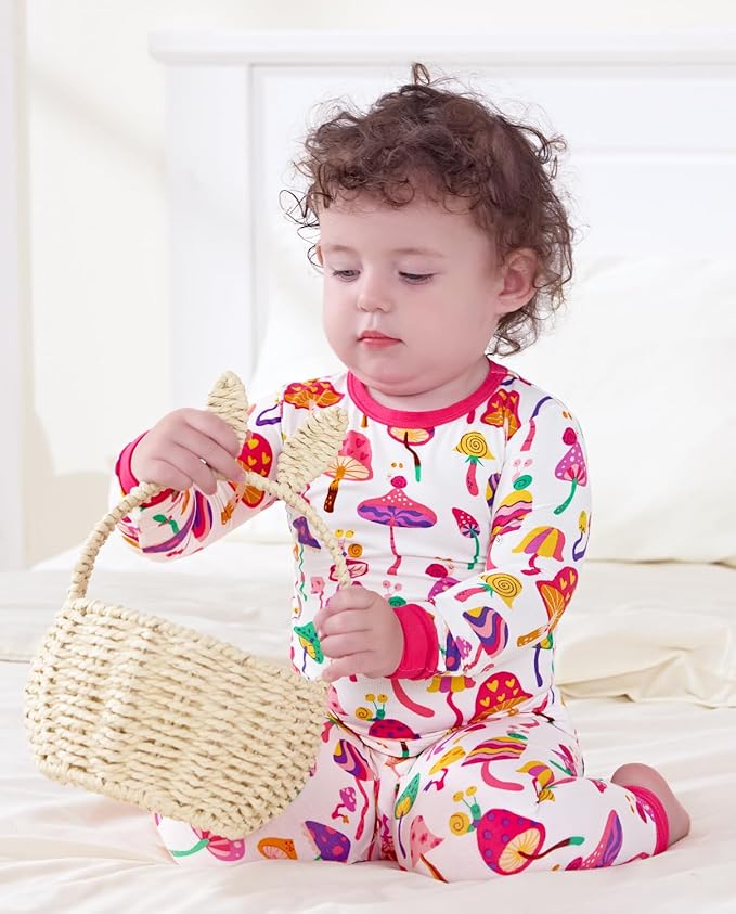 Bamboo Viscose Toddler Girls Kids Pajamas Unicorn Mermaid Pjs Long Sleeve Snug fit 12M-8Y 2pcs Soft Jammies