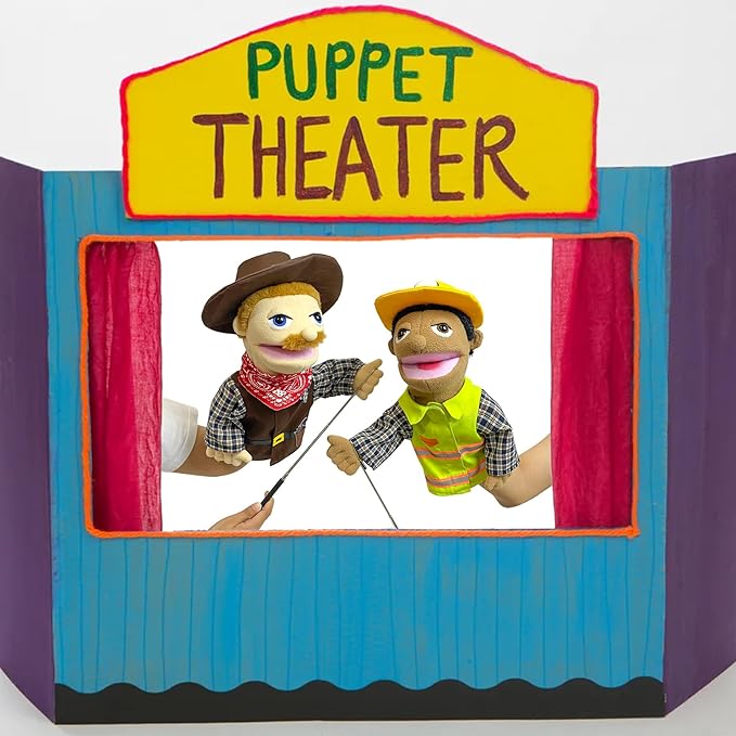 16"Puppets Entriloquist Puppe t,Hand P uppets for Kids Plush Cowboy Pupp ets for Adults with Removable Mouth P uppet for Kids Ages 4-8,Hand Pu ppet for Adults with Scalable Puppet Control Rod