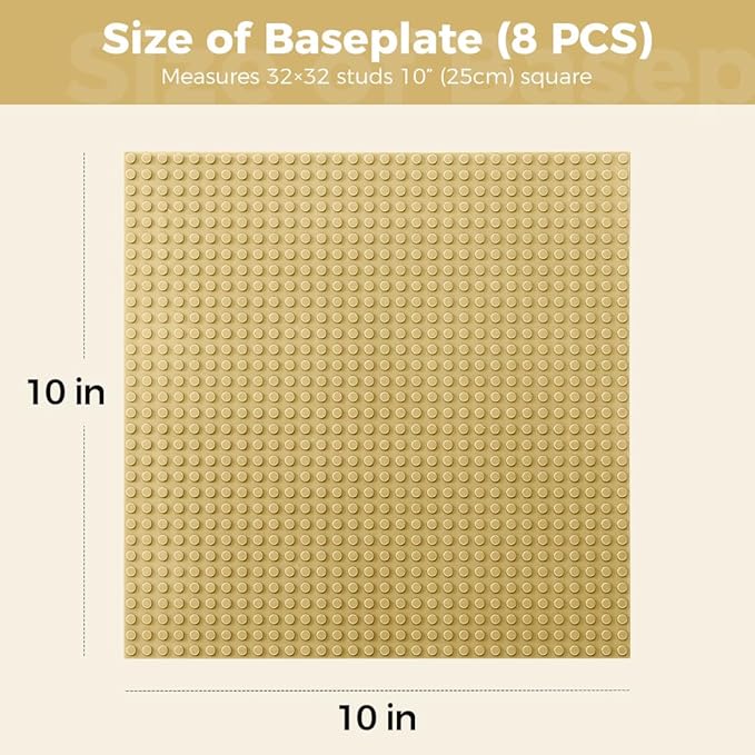 Classic Baseplates Building Plates-8 Pack 10" x 10" Building Boards,100% Compatible with All Major Brands and Activity Table, Creative Platforms Mats for Toy Bricks,Sand