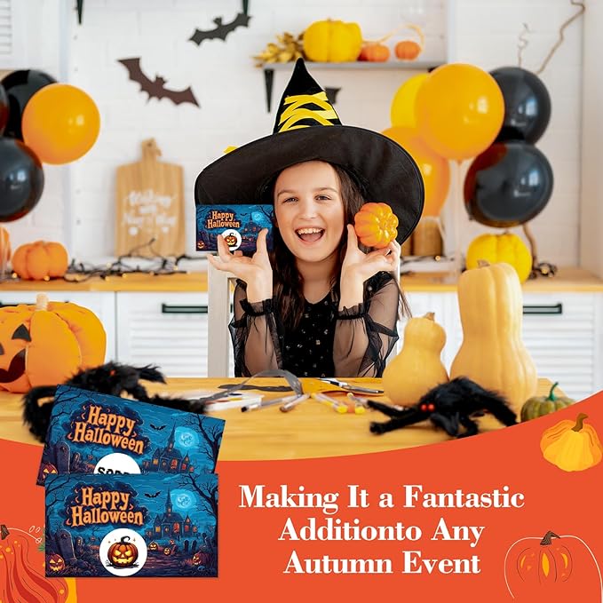 Halloween Scratch Off Cards, 50 Pumpkin Scratch Off Tickets, Spooky Party Game Cards for Adults Family Groups Supplies Classroom Activities - B07