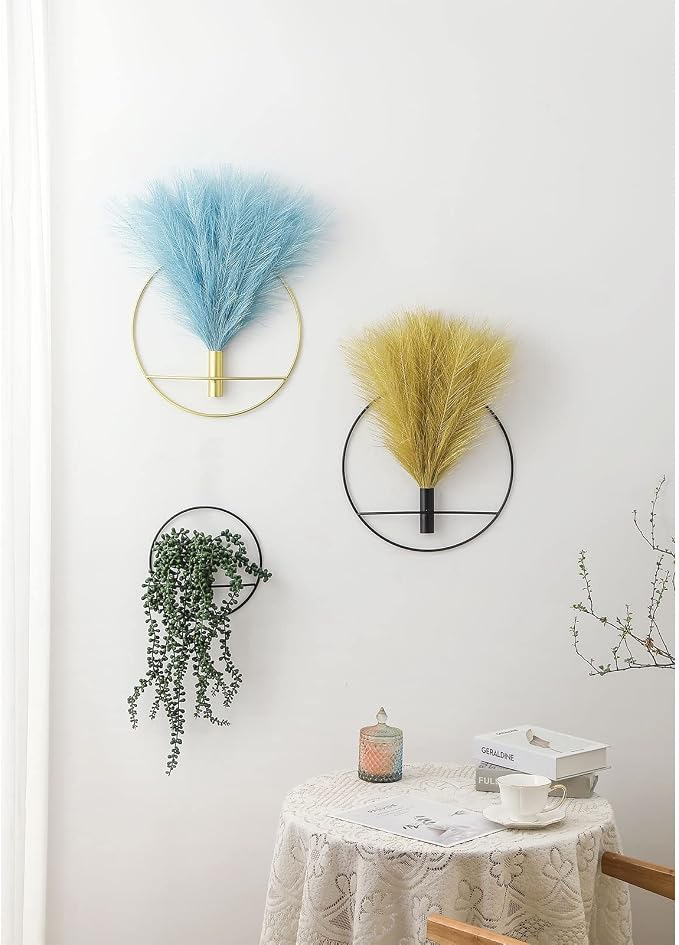 Pretty Jolly Boho Succulent Wall Decor Gold Metal Wall-Mounted Art | Morden Artificial Greenery Display,2 Pack Hanging Planter For Living Room, Bedroom, Bathroom, Dining room