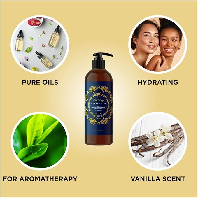 Alluring Massage Oils for Massage Therapy - Maple Holistics Massage Oil Kit with Aromatherapy Lavender Massage Oil Plus Vanilla Massage Oil for Sensual Aromatherapy Made with Pure Essential Oils
