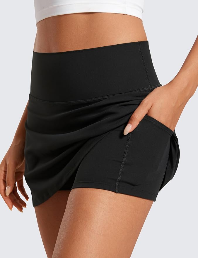 CRZ YOGA Butterluxe High Waisted Tennis Skirts | Built-in Shorts with Pockets, Extremely Soft, Casual, A Line, Stretchy, Mini, Skort for Women