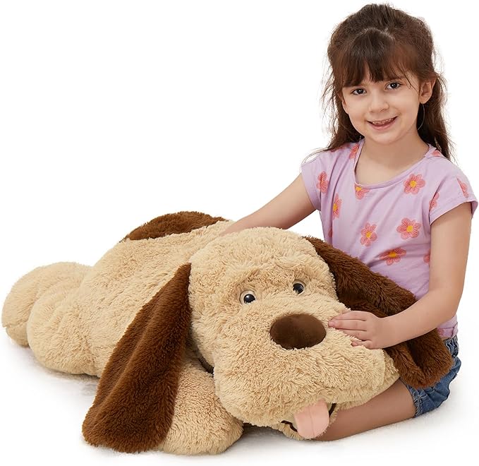MorisMos Giant Dog Stuffed Animals, 31inch Large Dog Plush, Fluffy Soft Big Puppy Pillow Birthday Gift for Kids, Girls, Boys, Brown