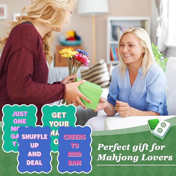Soulchen 2 Pcs Mahjong Tile Mixer Shufflers for Mixing and Shuffling Tiles Plastic Mahjong Accessories Gifts for Lovers Games Decorative Wavy Edge & Printed Design (Blue Style)
