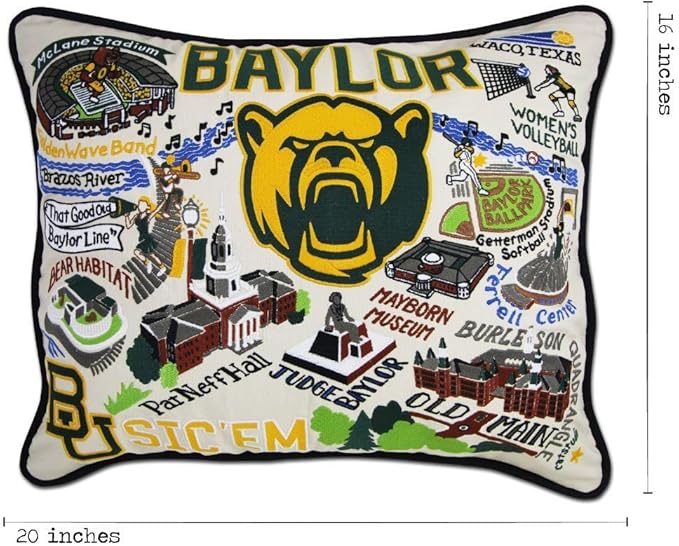 Catstudio Baylor University Collegiate Embroidered Decorative Throw Pillow