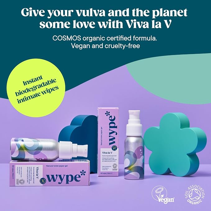 Wype | Viva La V | Toilet Paper Gel | Flushable Feminine Wipes Alternative | Feminine pH Balanced, Rose & Geranium Scented | Equivalent To 100 Wipes | 1.6 fl oz