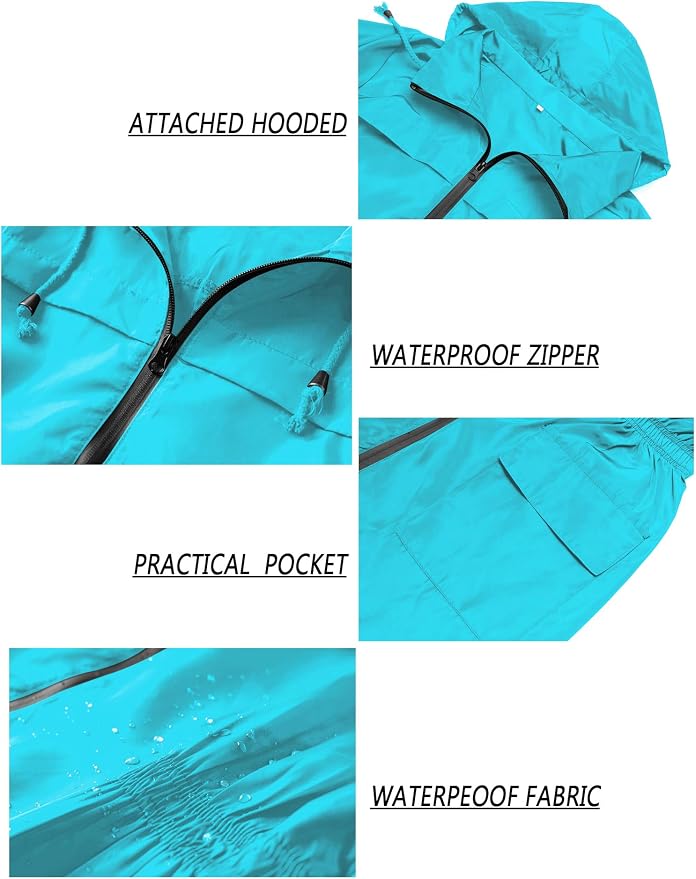 Lomon Women Waterproof Lightweight Rain Jacket Active Outdoor Hooded Raincoat