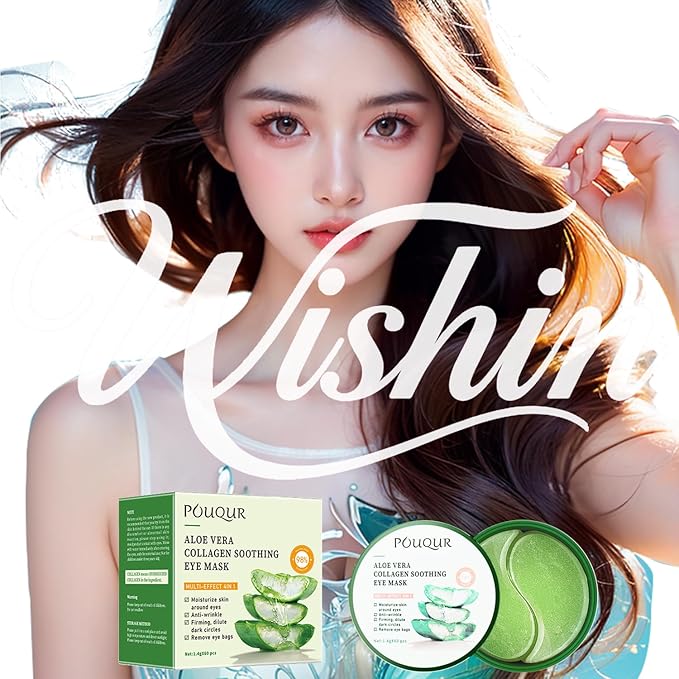 wishin Under Eye Patch - Eye Mask with Hydrating Gel | Dark Circles & Puffiness, Wrinkles & Bags | Natural Aloe Vera + Collagen - Adult Sleep SkinCare, 60Pcs (Aloe)