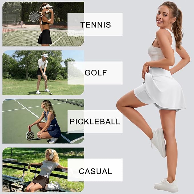 Skorts for Woman Tennis Skirt with Pockets Shorts Golf Skort | High Waisted,A Line, Soft, Stretchy,Breathable, Lightweight, Pickleball, Athletic, Workout, Casual Skirts