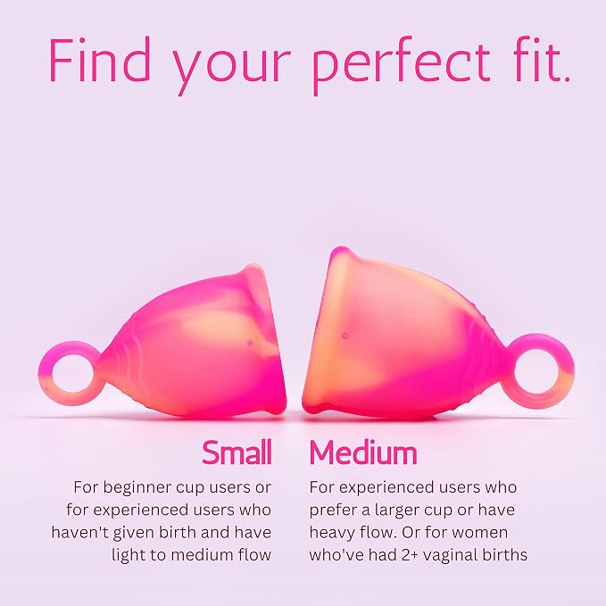 Menstrual Cup with Ring Easy Removal (Small) - 12 Hr Protection No Leak Soft Flexible - 100% Medical Grade Silicone - Safe and Sustainable Tampon and Pad Alternative - Reusable
